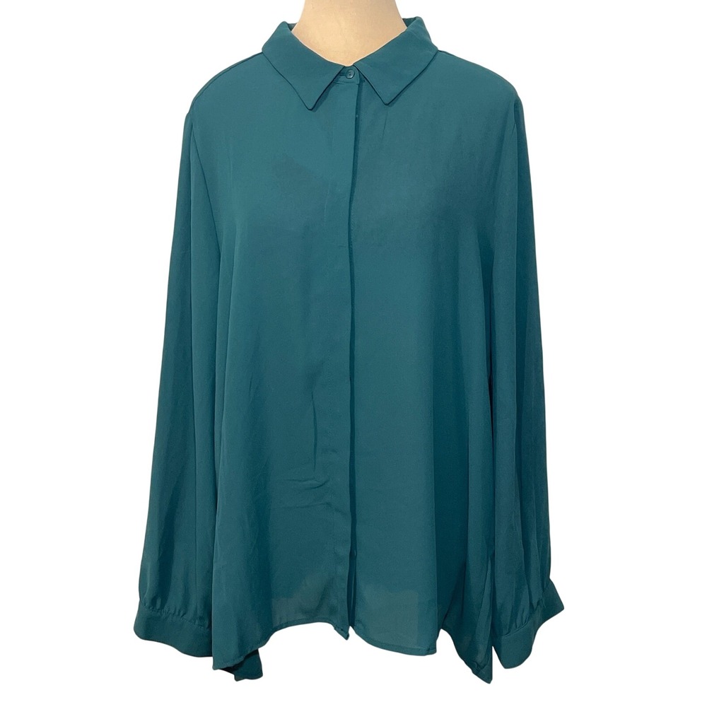 Adrianna Papell XL Evergreen Pleated Back‎ Career Casual Minimalist  Blouse Top